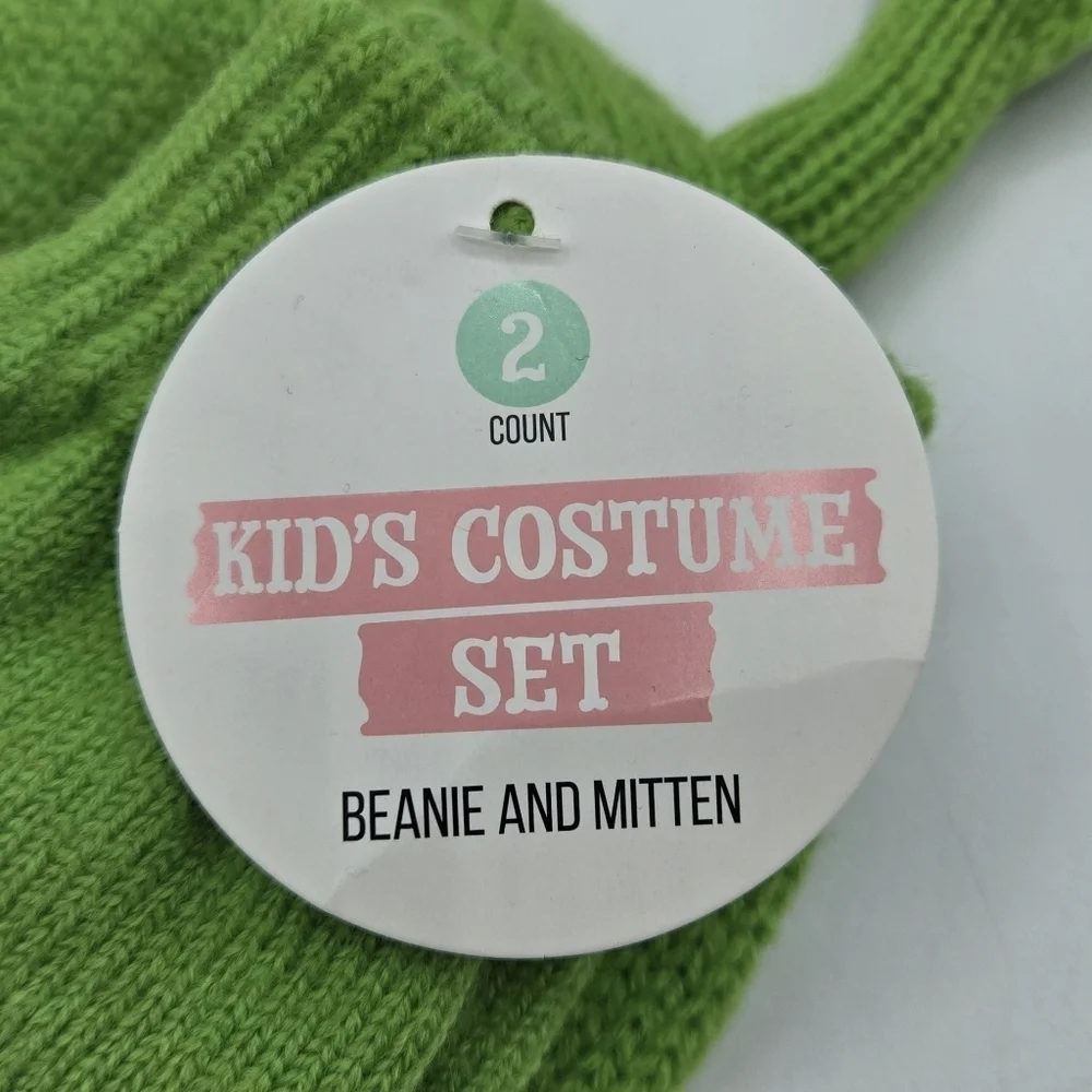 Alien Planet Beanie and Mittens Costume Set Green